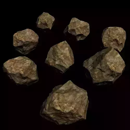 Five rocks in group high poly