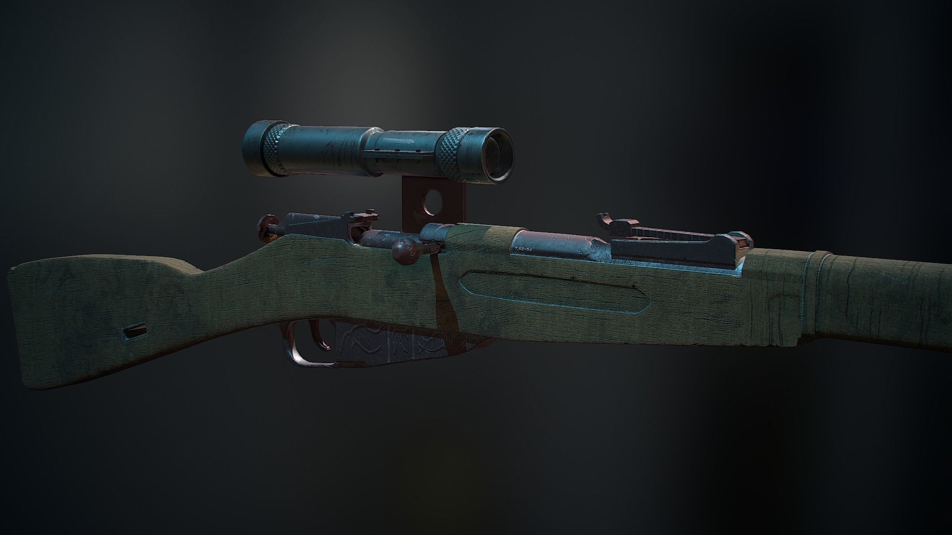 Mosin rifle Low-poly 3D model_6