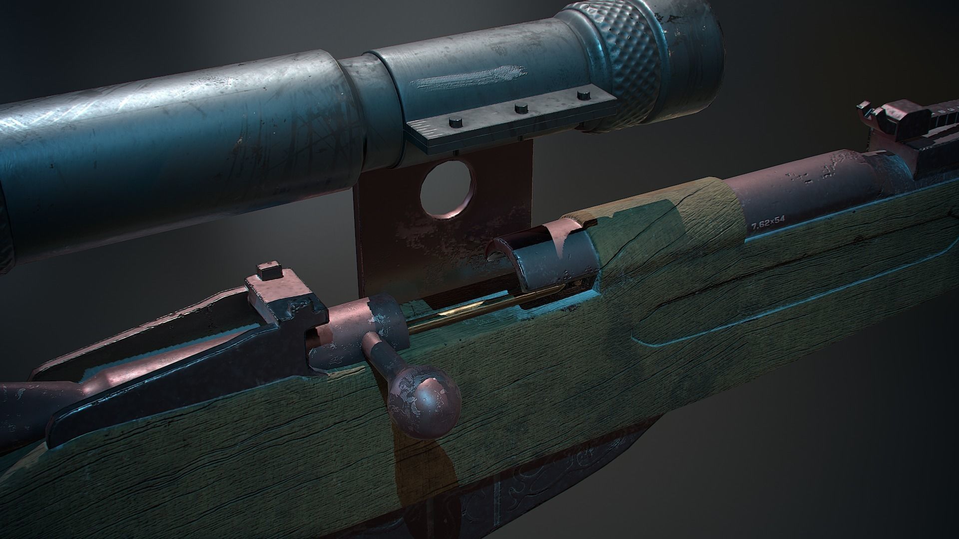 Mosin rifle Low-poly 3D model_8