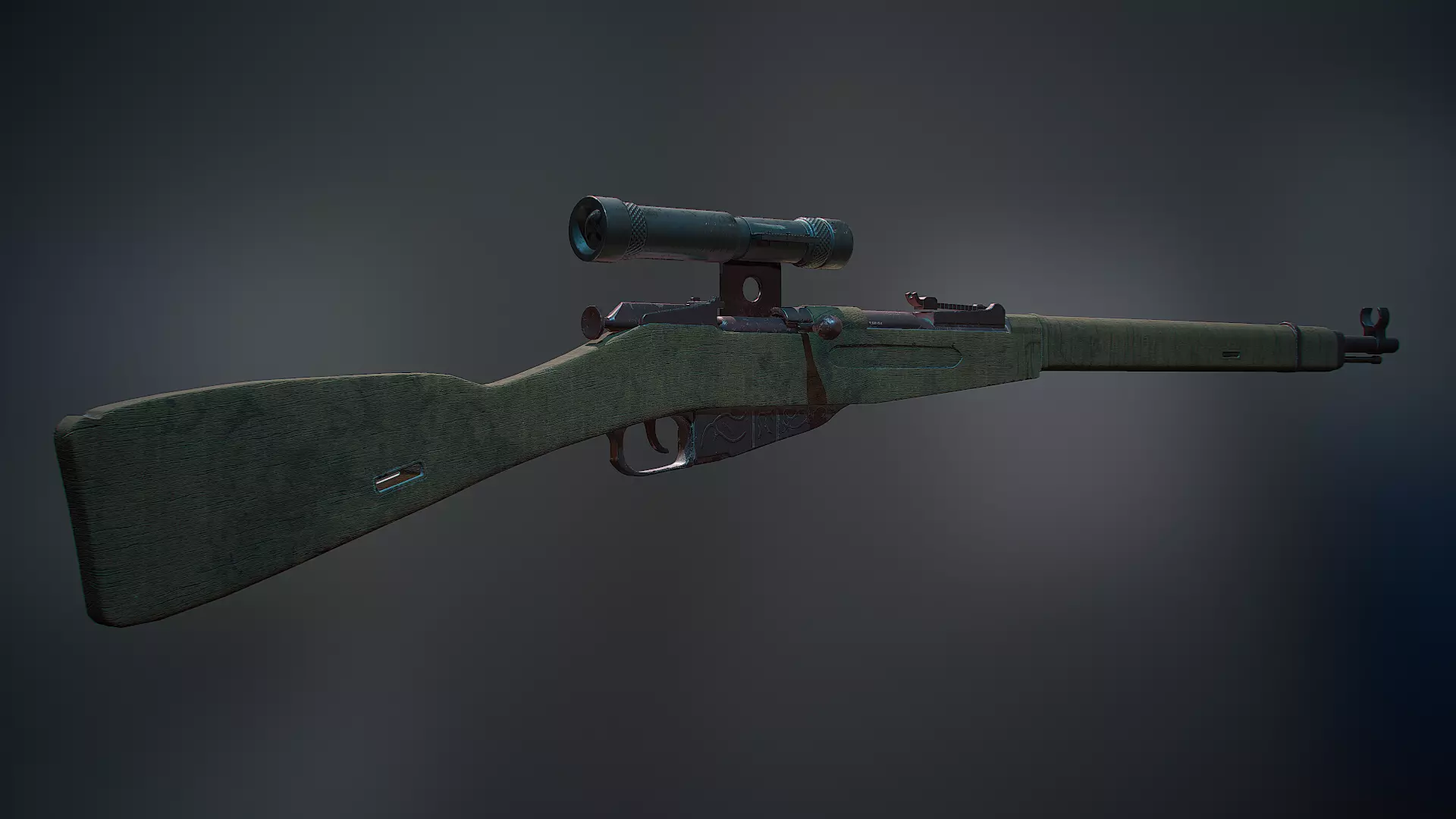 Mosin rifle Low-poly 3D model_0