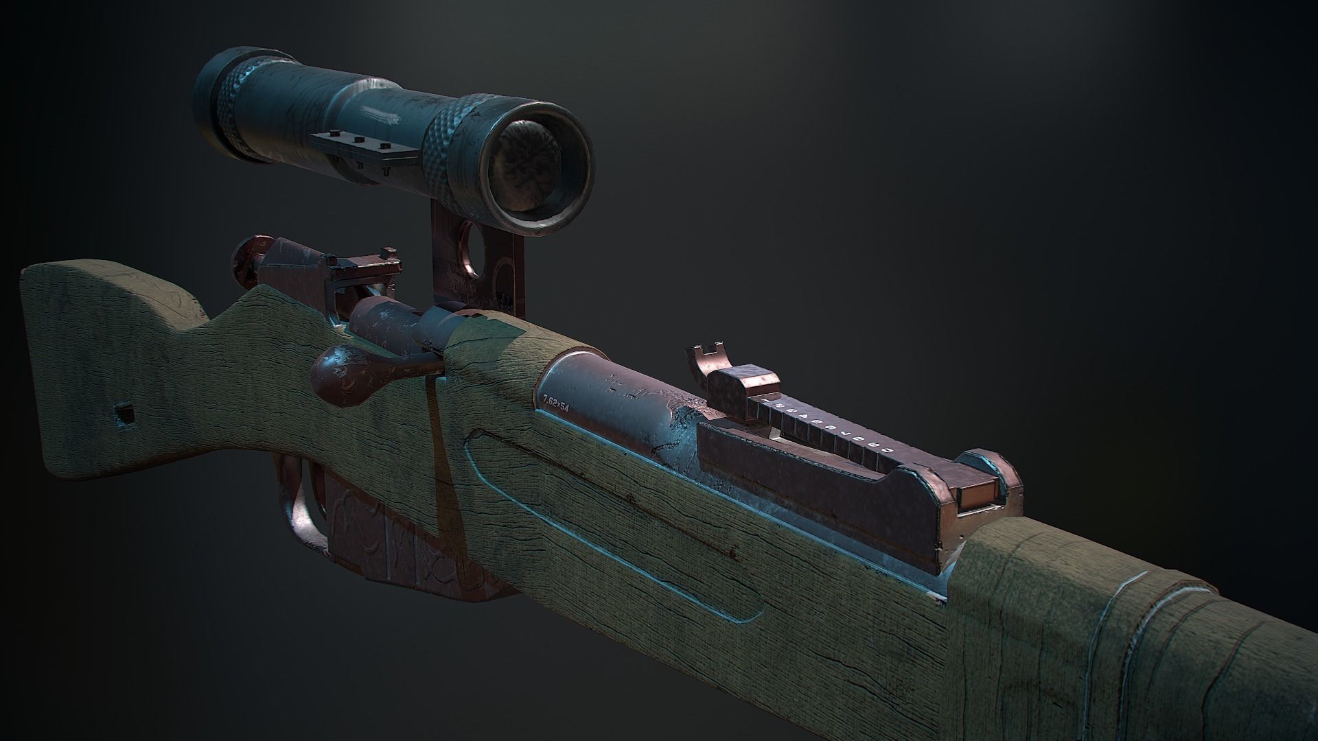 Mosin rifle Low-poly 3D model_2