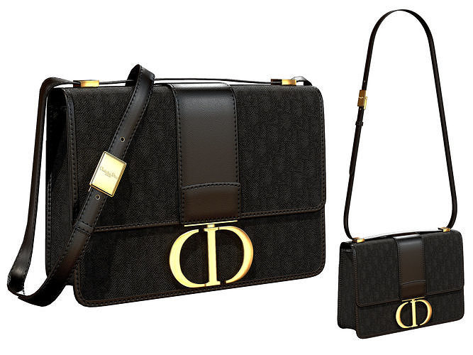 Dior 30 Montaigne Bag Black Oblique Jacquard 3D model
