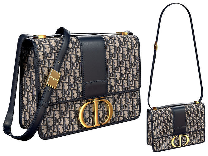 Dior 30 Montaigne Bag Blue Oblique Jacquard 3D model