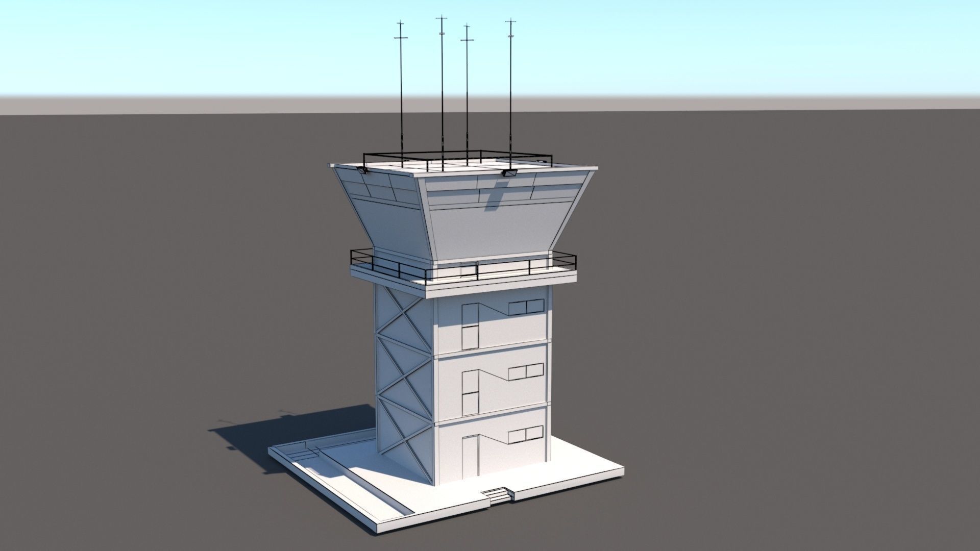 Airfield Control Tower 3D model_5