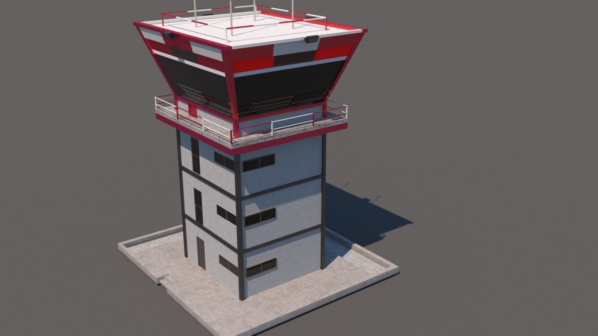 Airfield Control Tower 3D model_1
