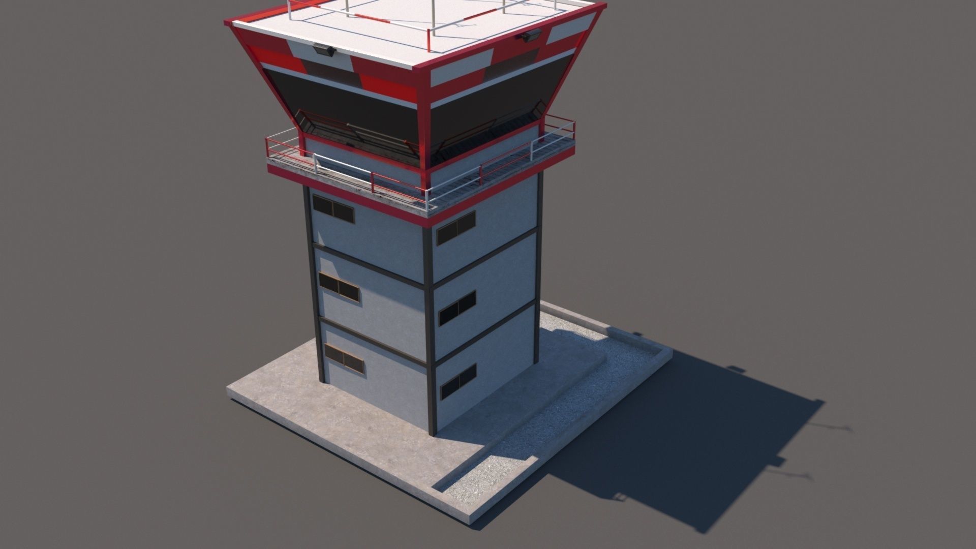 Airfield Control Tower 3D model_2