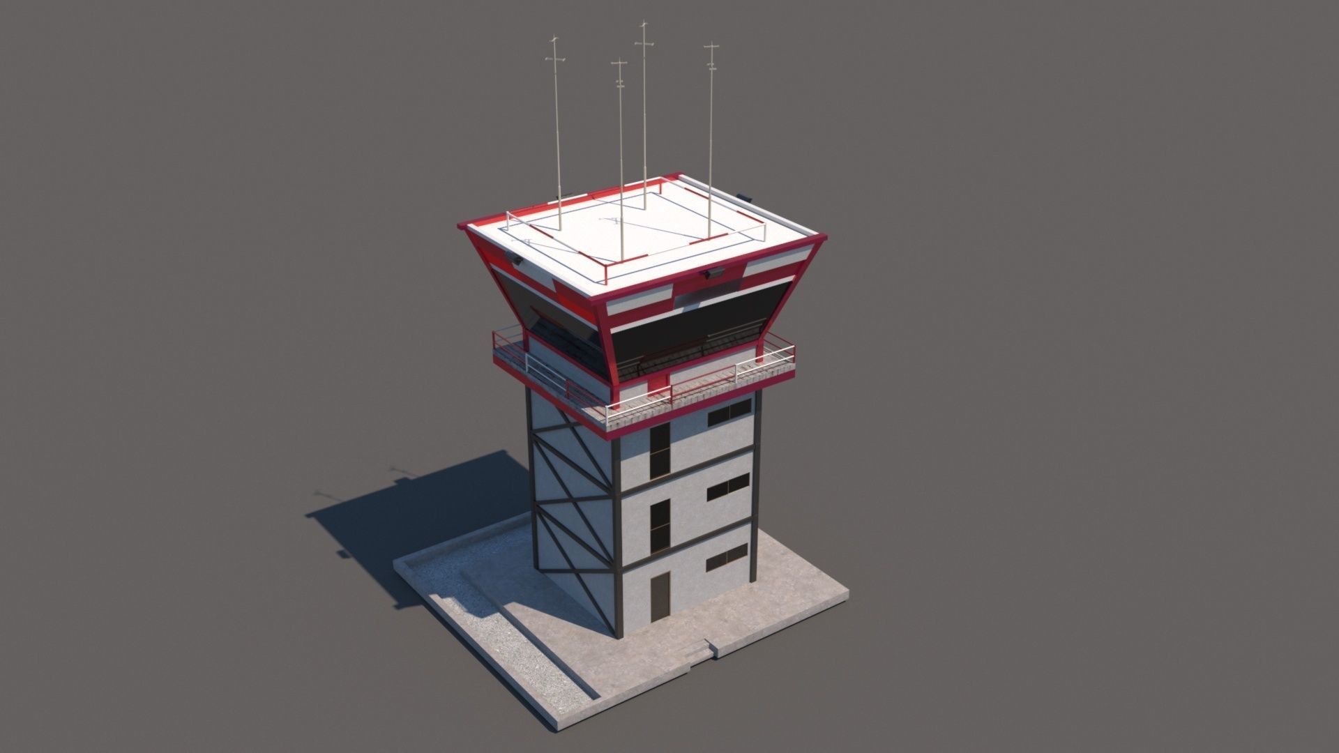 Airfield Control Tower 3D model_4