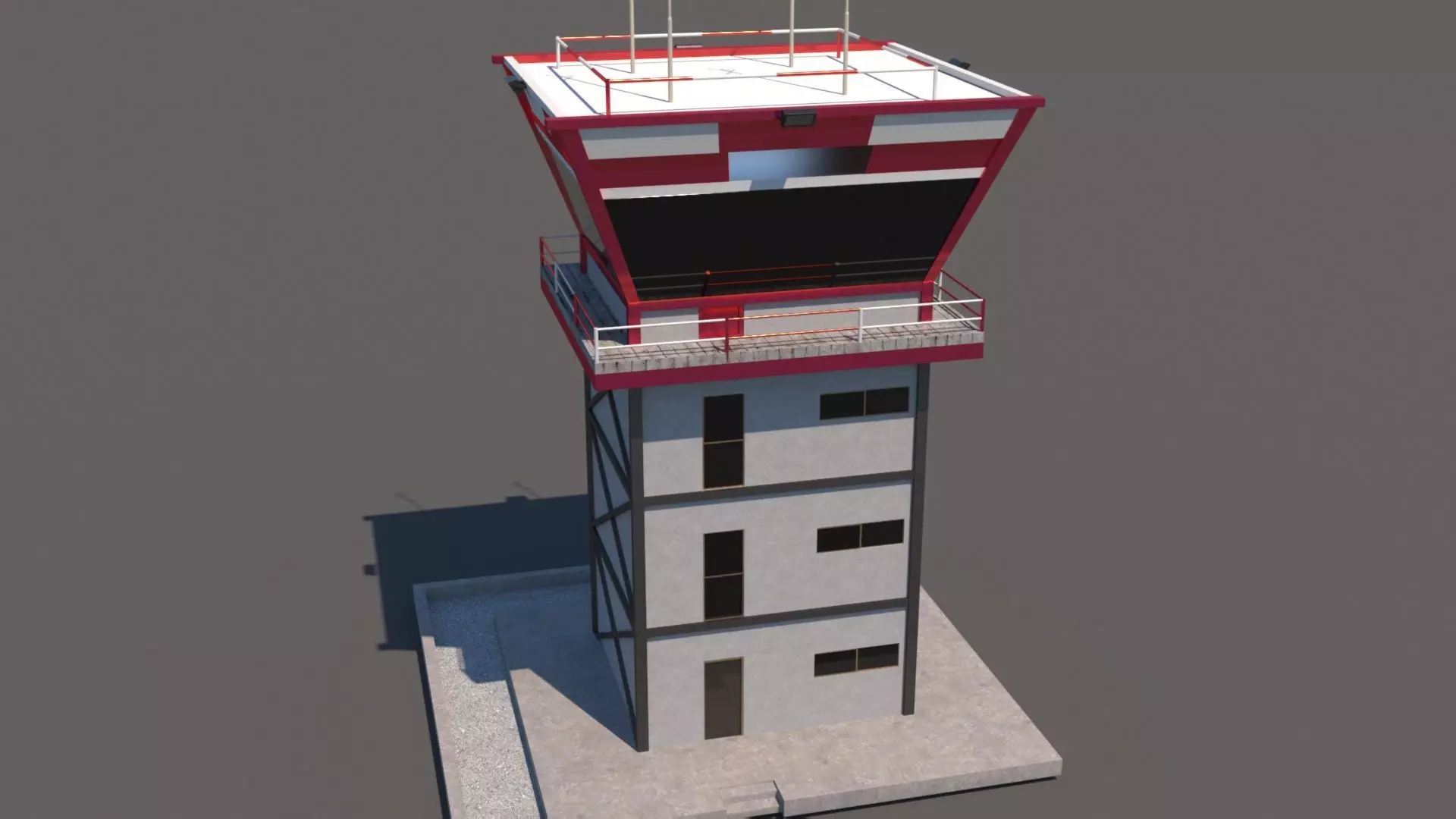 Airfield Control Tower 3D model_0