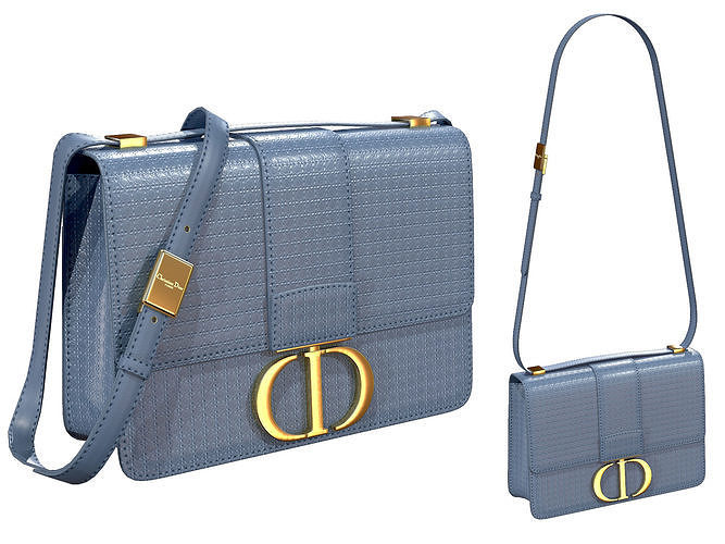 Dior 30 Montaigne Bag Denim Blue Microcannage 3D model