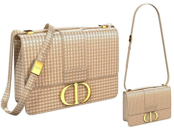 Dior 30 Montaigne Bag Metallic Gold Microcannage 3D model