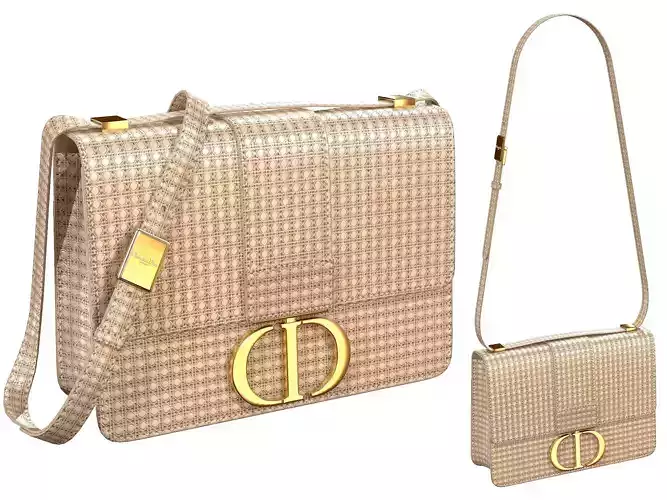 Dior 30 Montaigne Bag Metallic Gold Microcannage