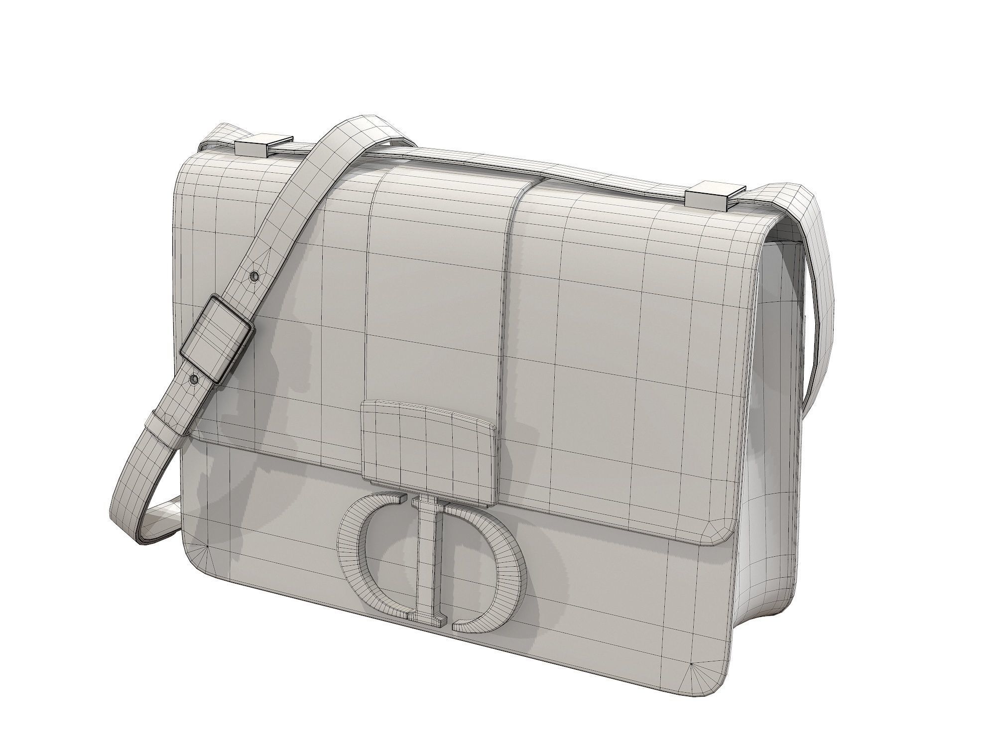 Dior 30 Montaigne Bag White Leather 3D model_10