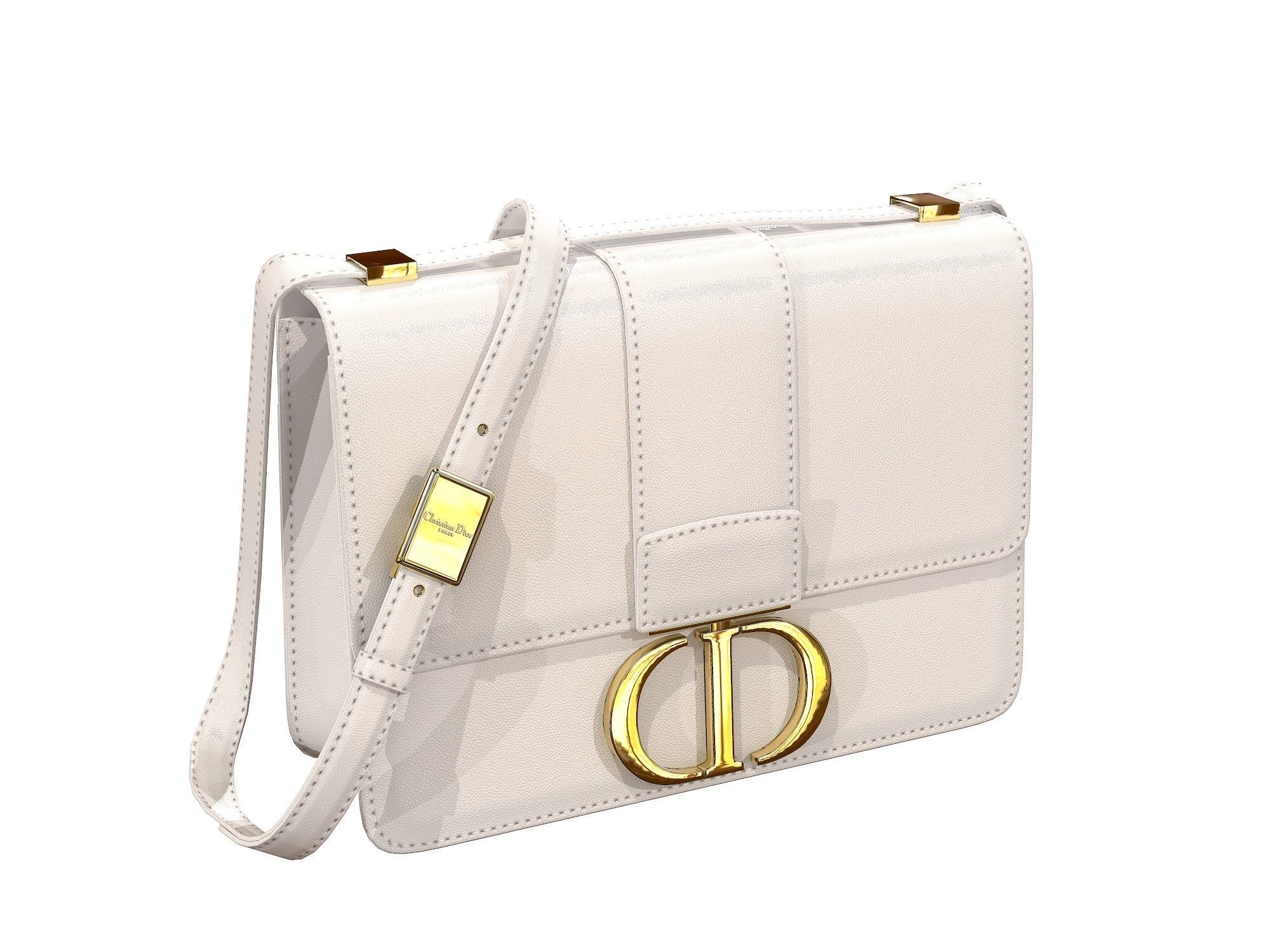 Dior 30 Montaigne Bag White Leather 3D model_2