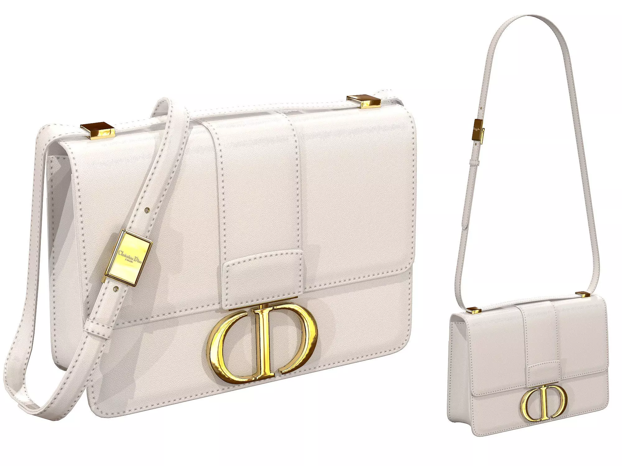 Dior 30 Montaigne Bag White Leather 3D model_0