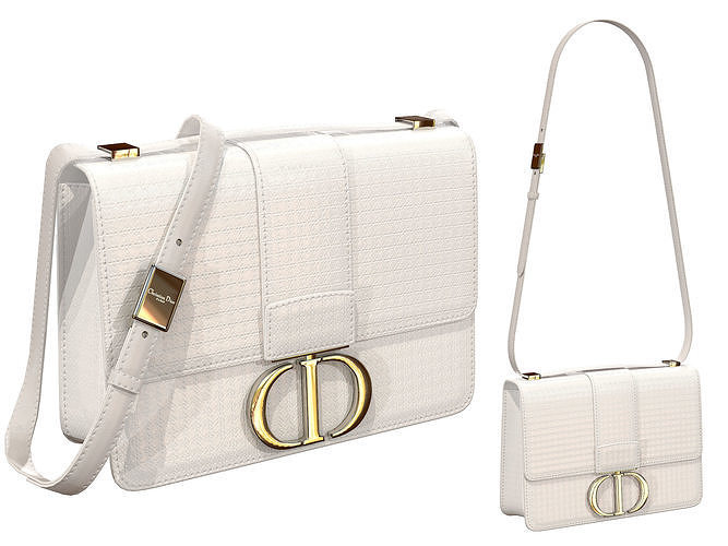 Dior 30 Montaigne Bag White Microcannage 3D model