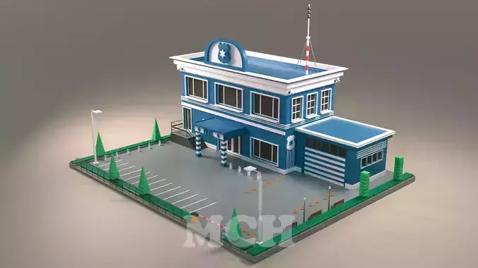 Police Station Low-poly 3D model