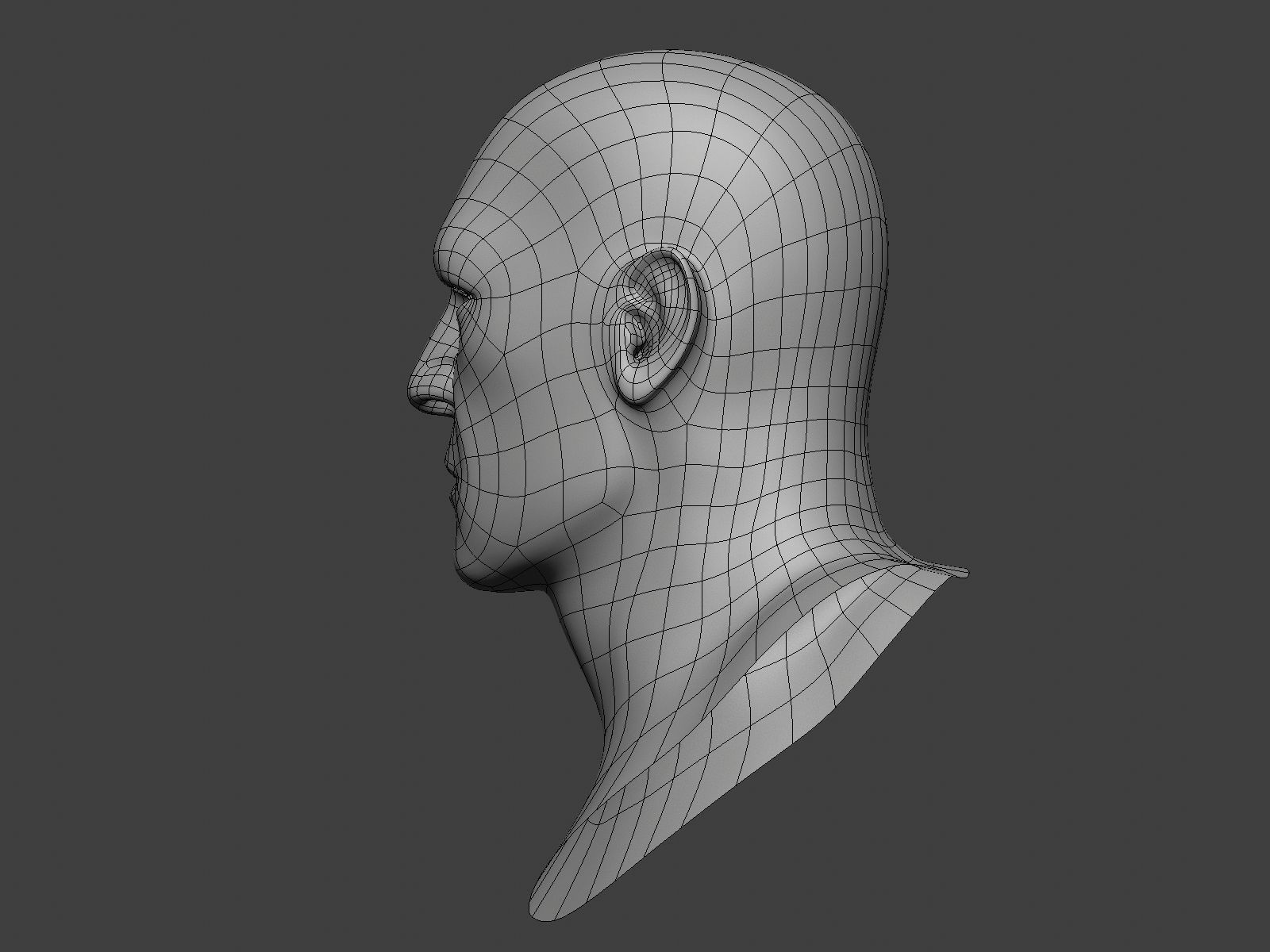 Human Male Head Base Mesh Low-poly 3D model_4