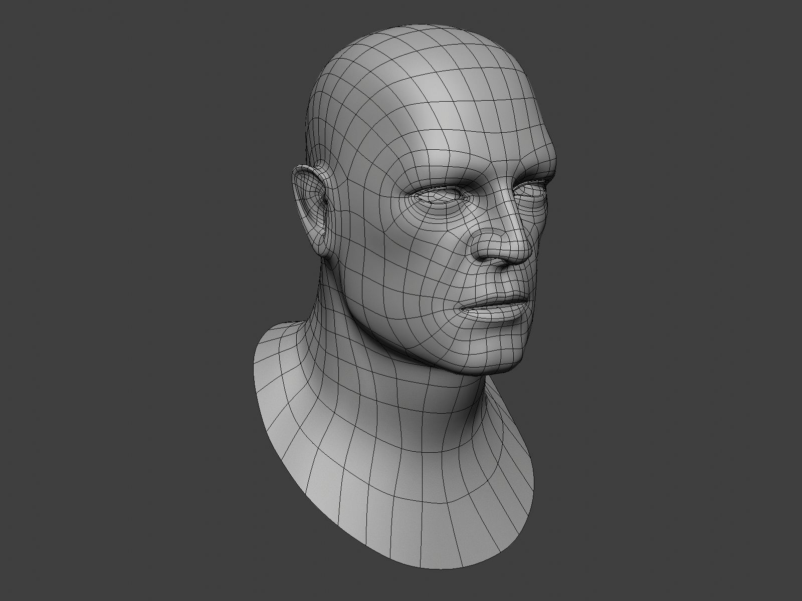 Human Male Head Base Mesh Low-poly 3D model_9