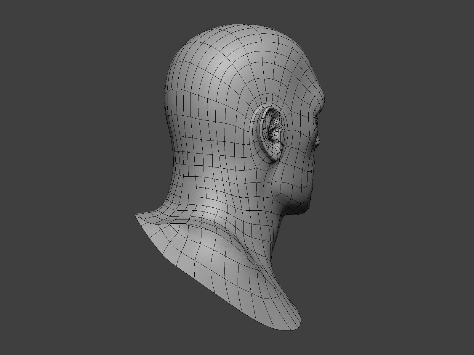 Human Male Head Base Mesh Low-poly 3D model_3