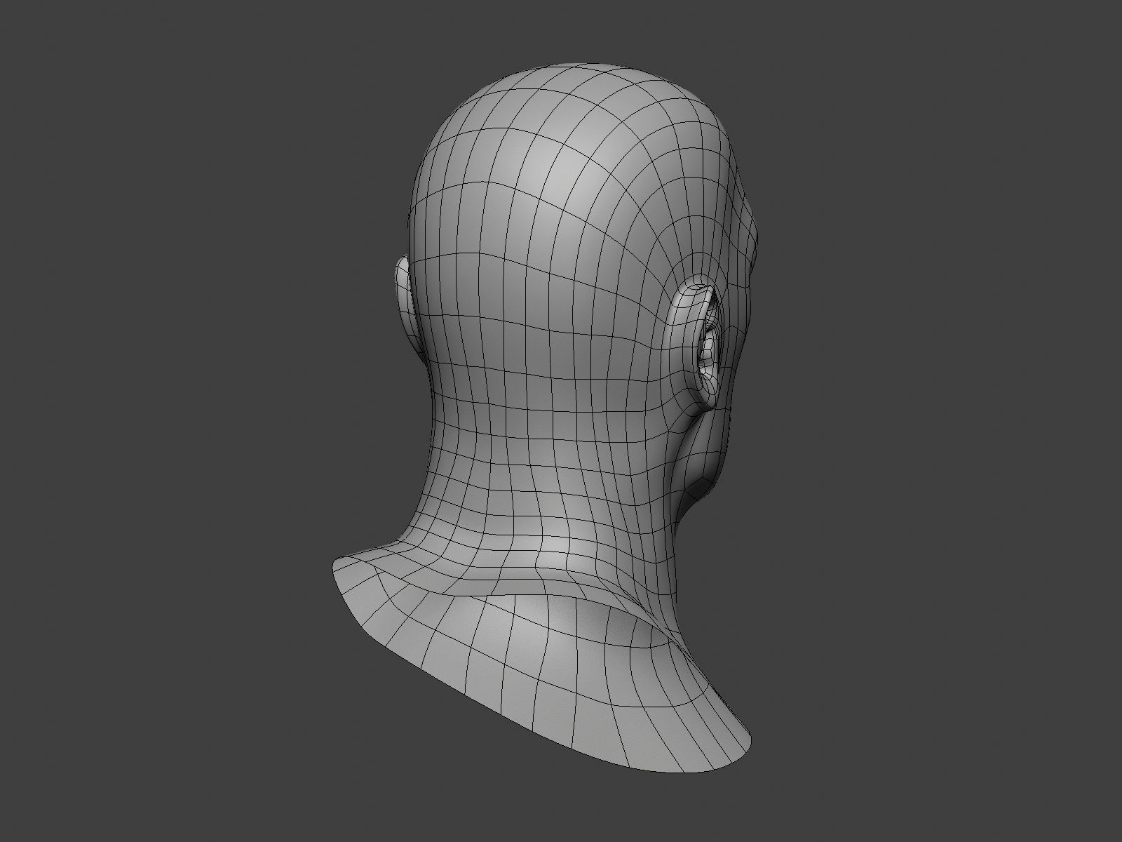 Human Male Head Base Mesh Low-poly 3D model_5