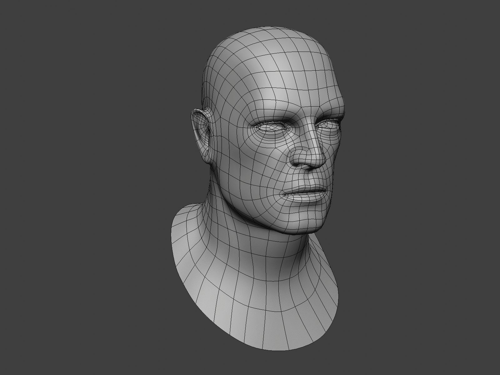 Human Male Head Base Mesh Low-poly 3D model_1