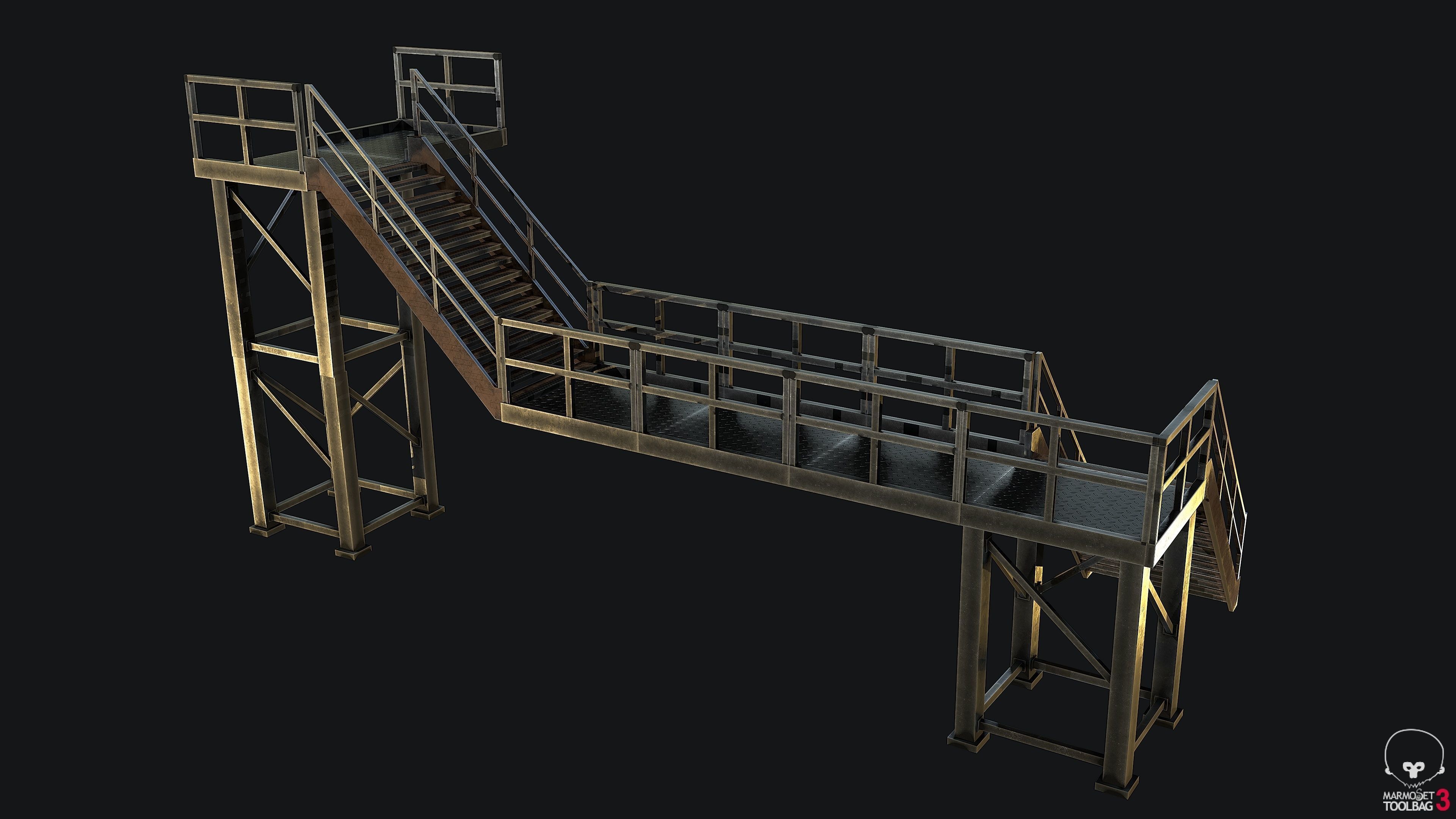 Stairs Modular PBR Low-poly 3D model_3
