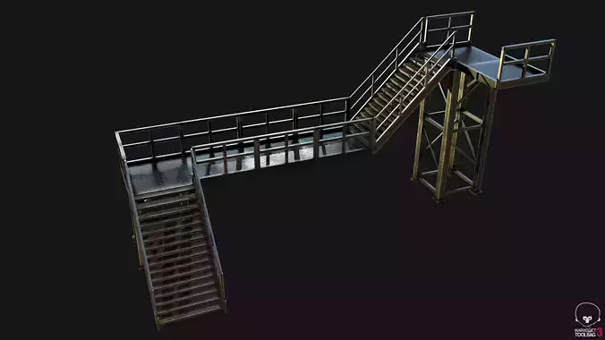 Stairs Modular PBR Low-poly 3D model