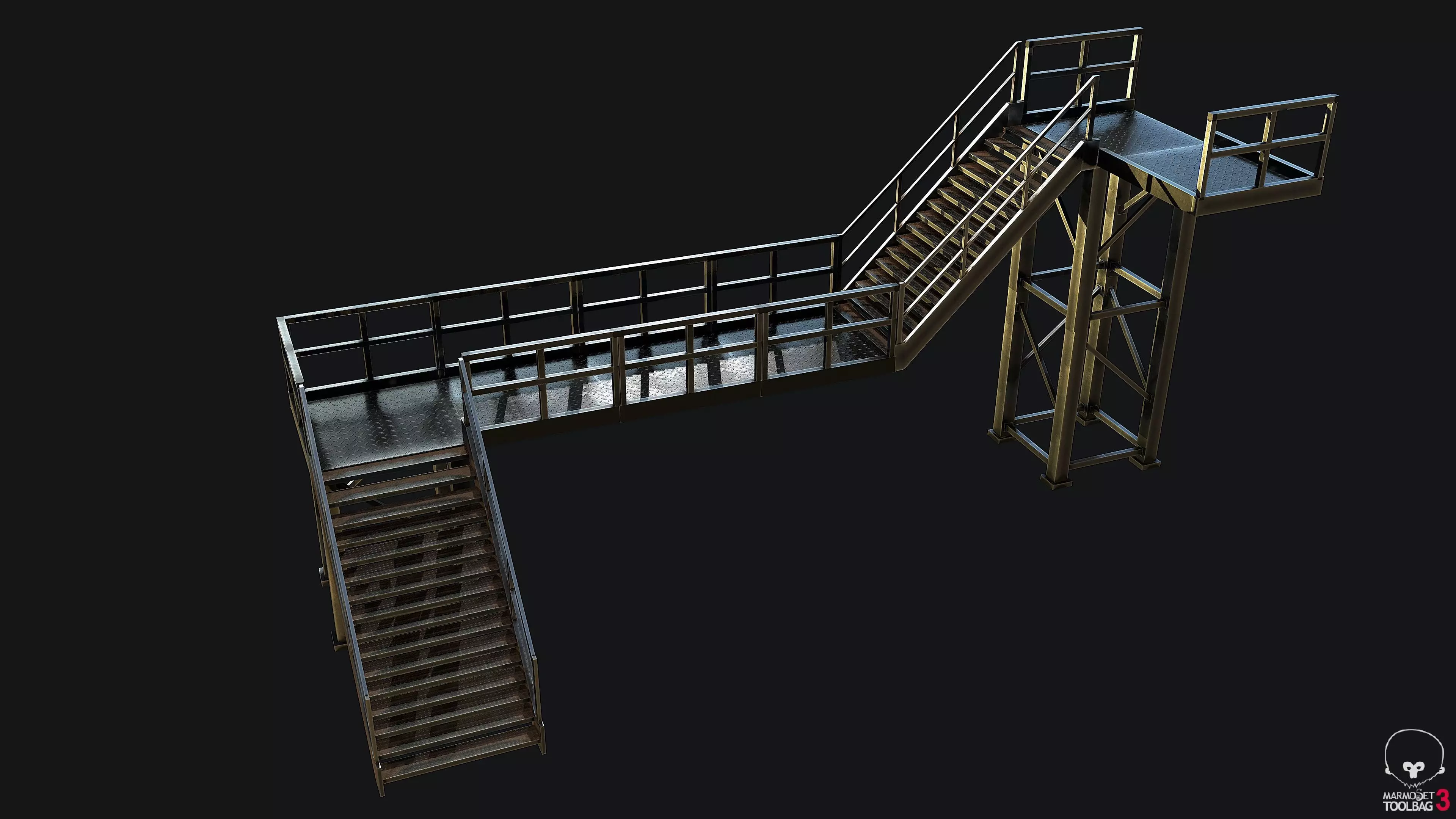 Stairs Modular PBR Low-poly 3D model_0