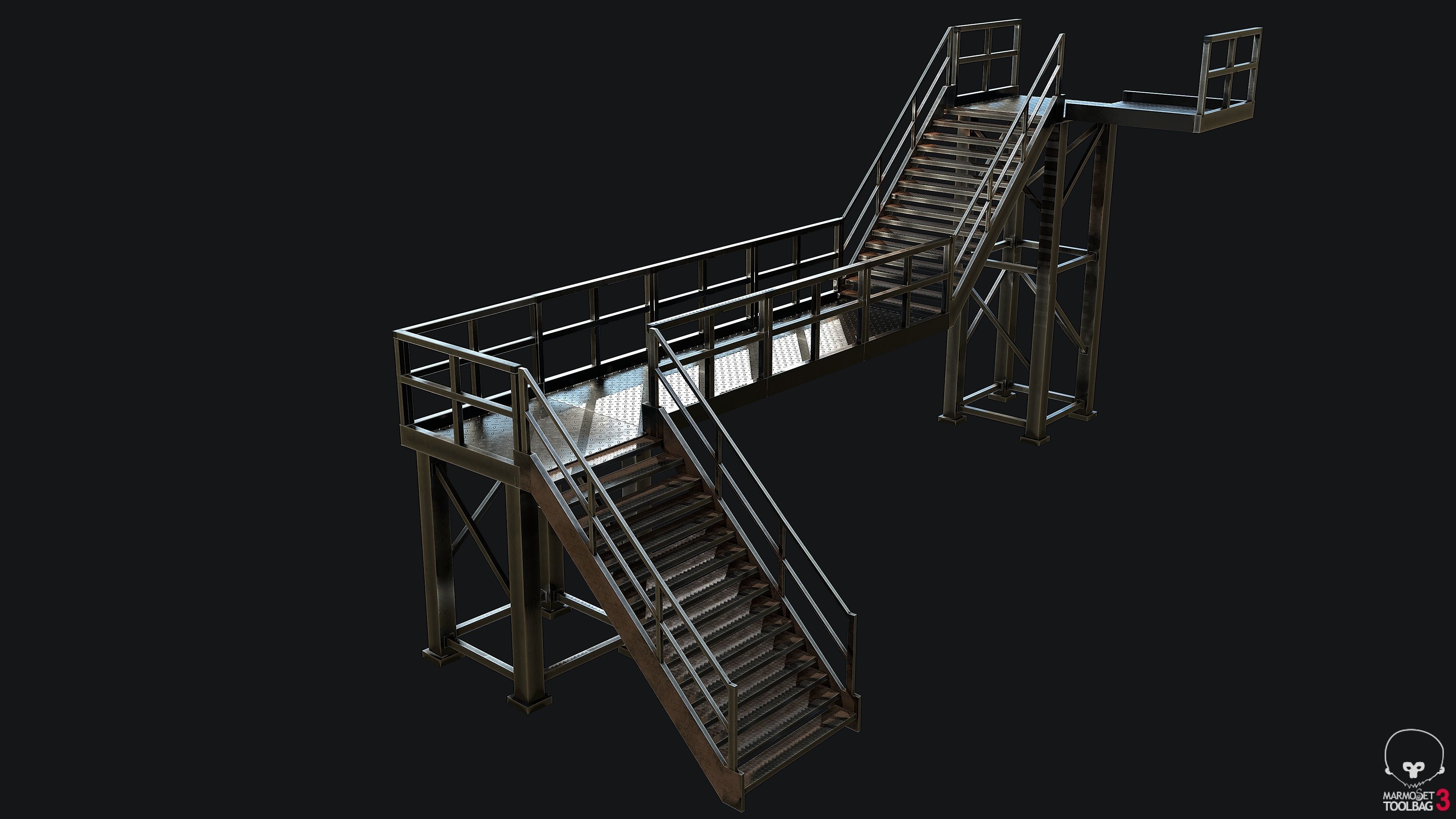 Stairs Modular PBR Low-poly 3D model_1