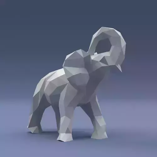 Low Poly - Triangulated Stylized elephant 3D print model