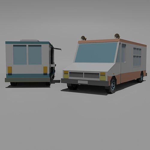Ice Cream Van Low Polly  Low-poly 3D model
