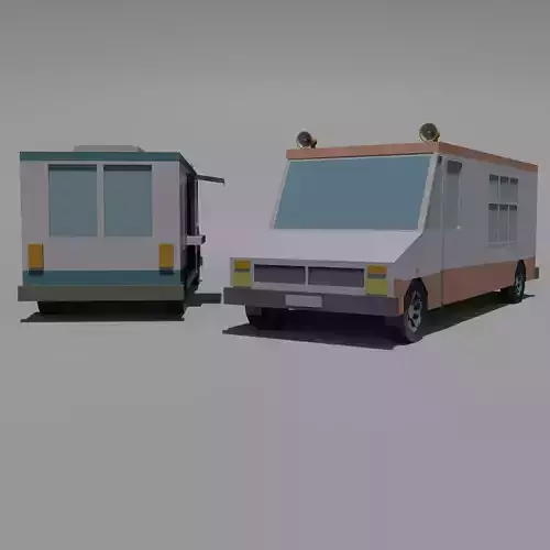 Ice Cream Van Low Polly  Low-poly 3D model