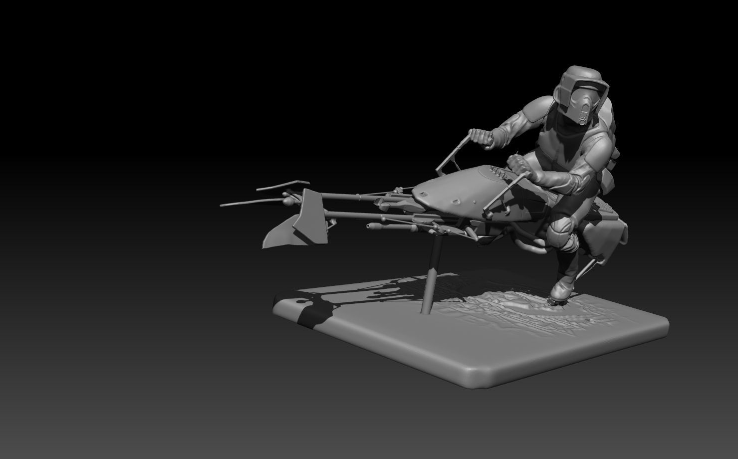 scout trooper starwars on byke 3D print model_2