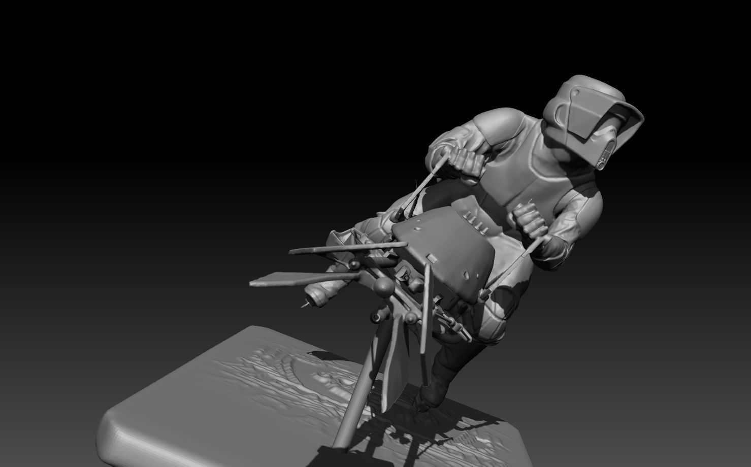 scout trooper starwars on byke 3D print model_7