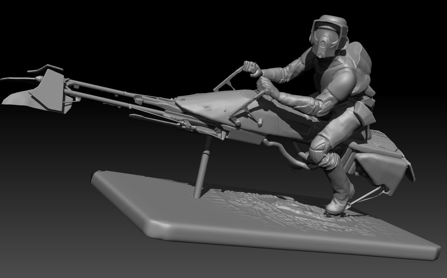 scout trooper starwars on byke 3D print model_4