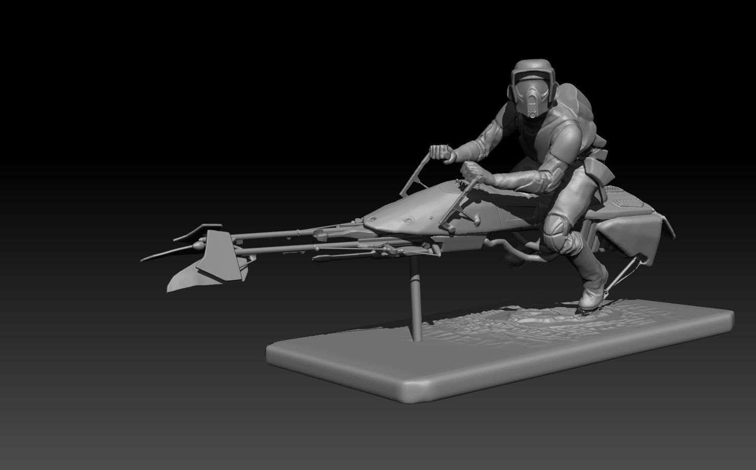 scout trooper starwars on byke 3D print model_1