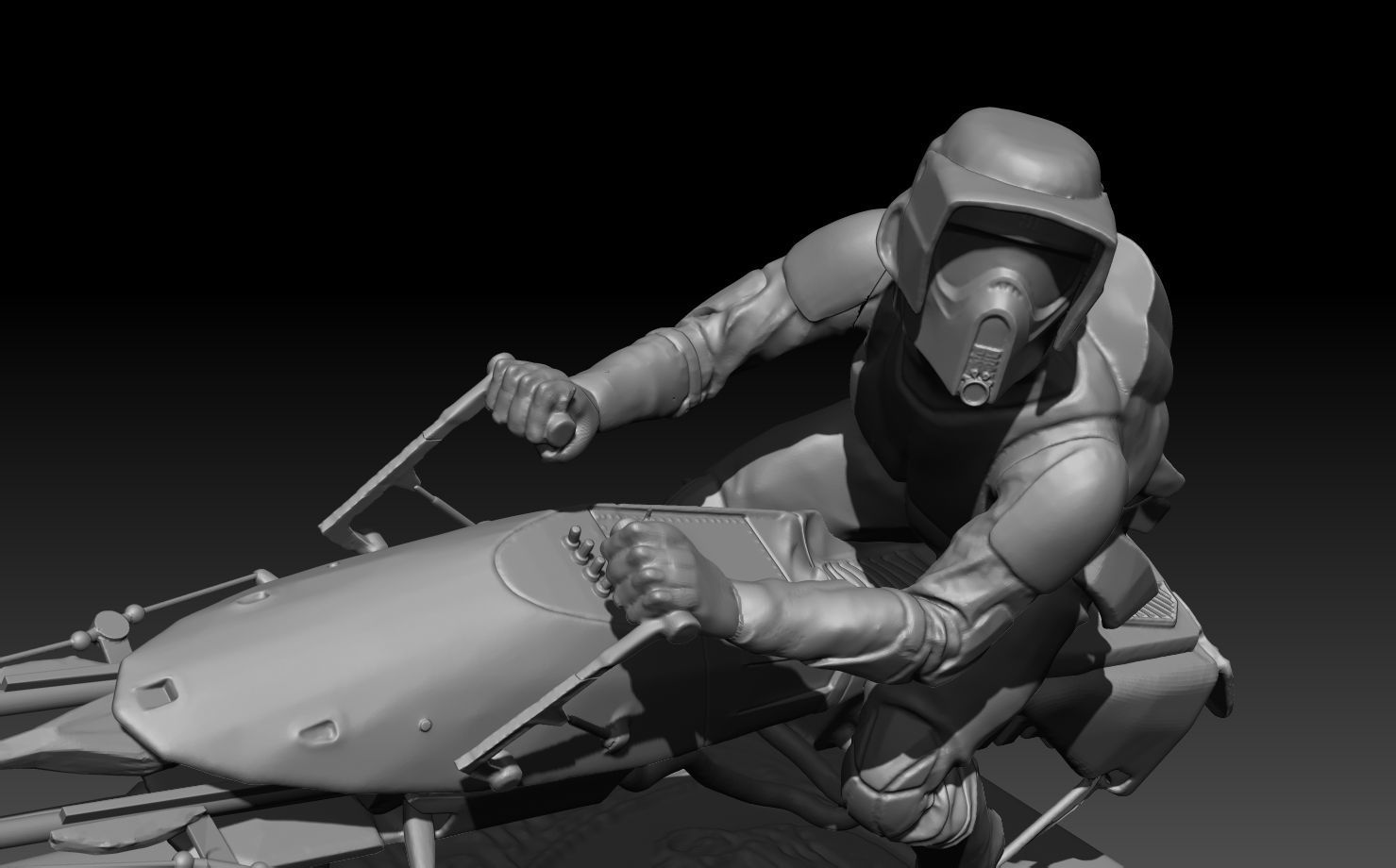 scout trooper starwars on byke 3D print model_6