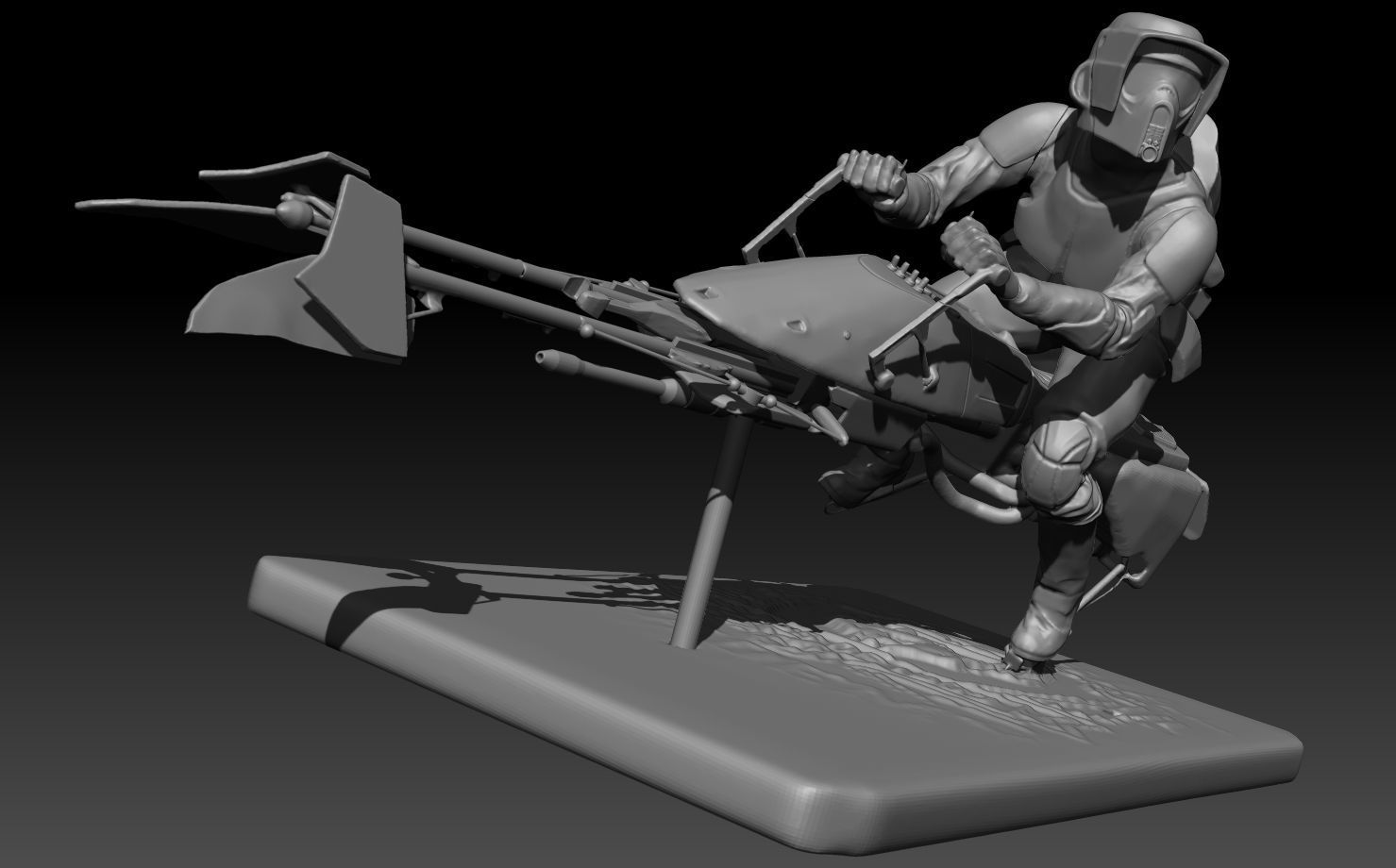 scout trooper starwars on byke 3D print model_5