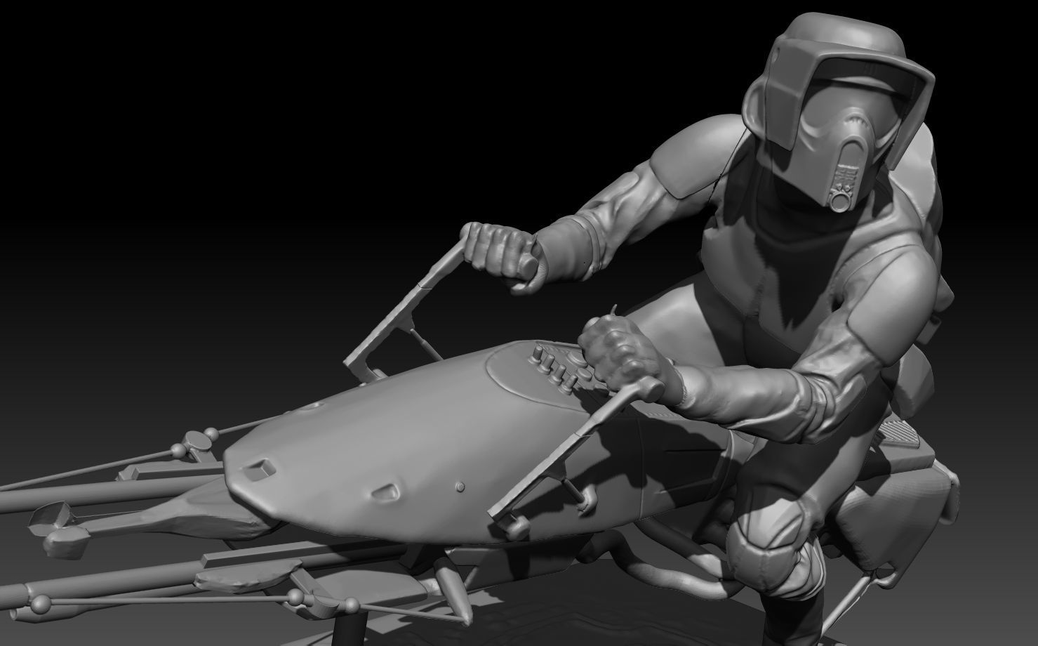 scout trooper starwars on byke 3D print model_3