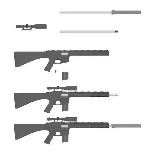 Mk 11-M110 Sniper Rifle - Game ready - Rigged -