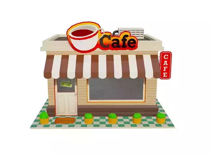 Cartoon  Coffee House Cafe Building
