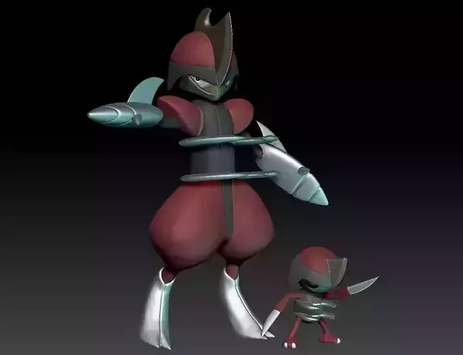Pokemon Pawniard and Bisharp 3D print model