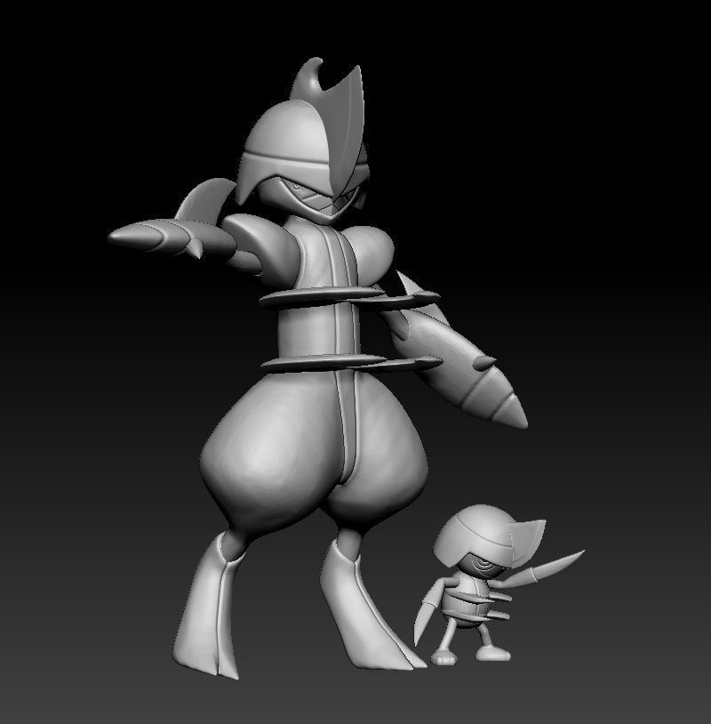 Pokemon Pawniard and Bisharp 3D print model_4