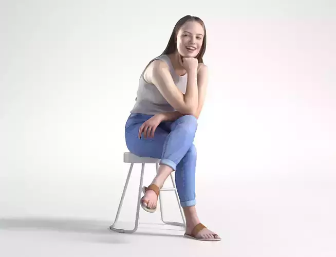 Woman Summer Sitting Low poly Zoe 1595