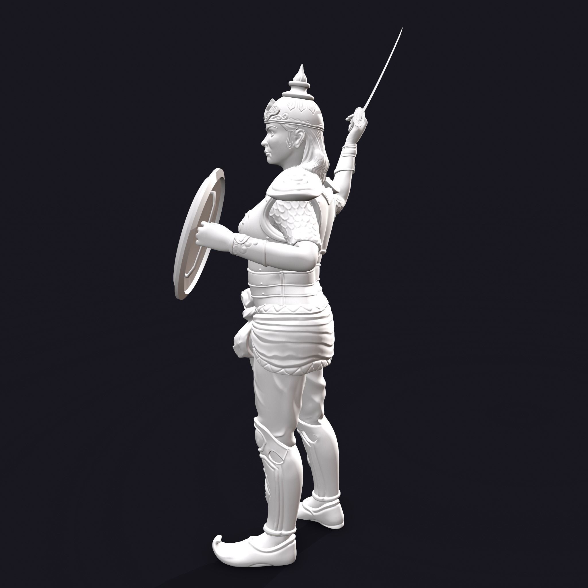 Rani Durgavati Statue 3D Print Sculpture 3D print model_10