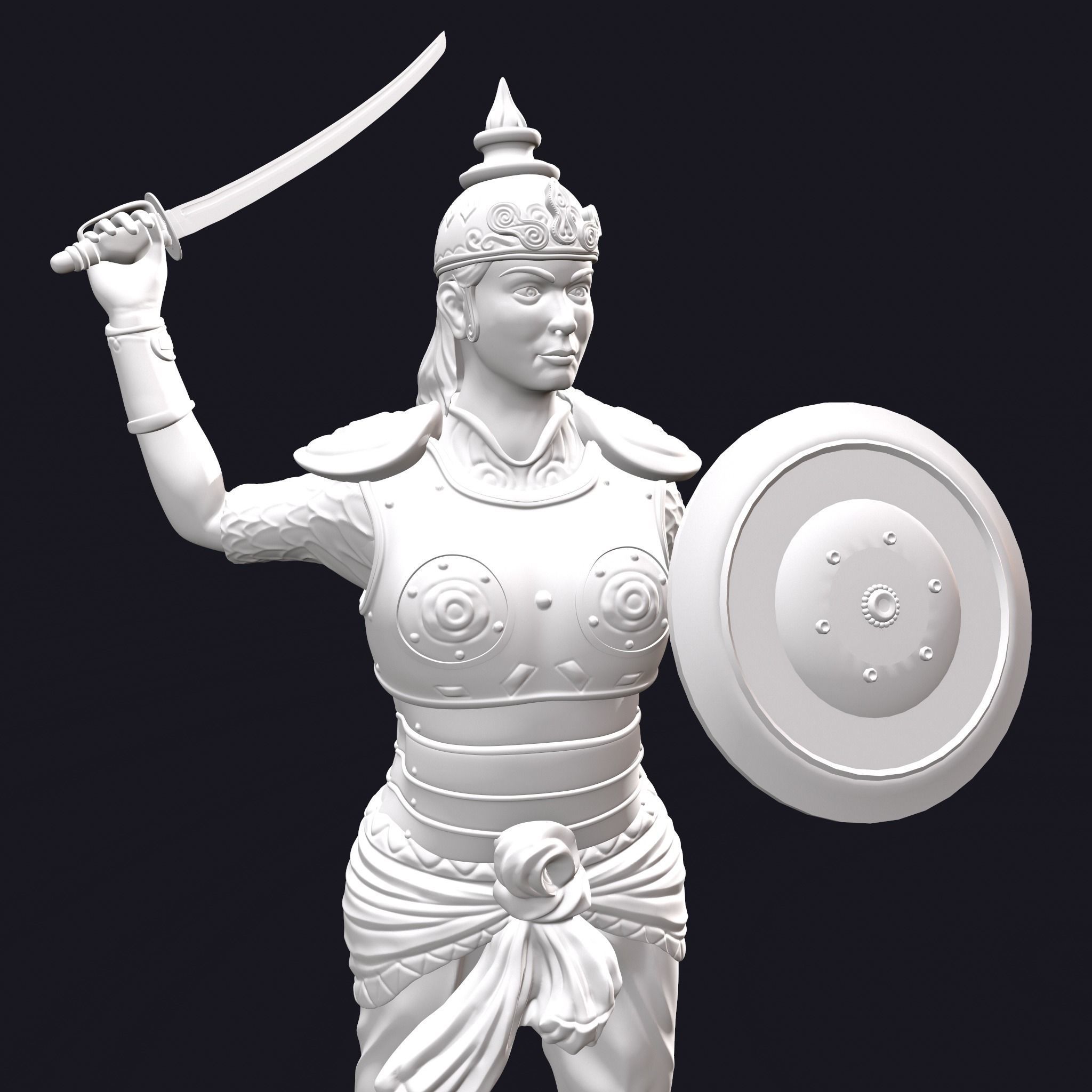 Rani Durgavati Statue 3D Print Sculpture 3D print model_12