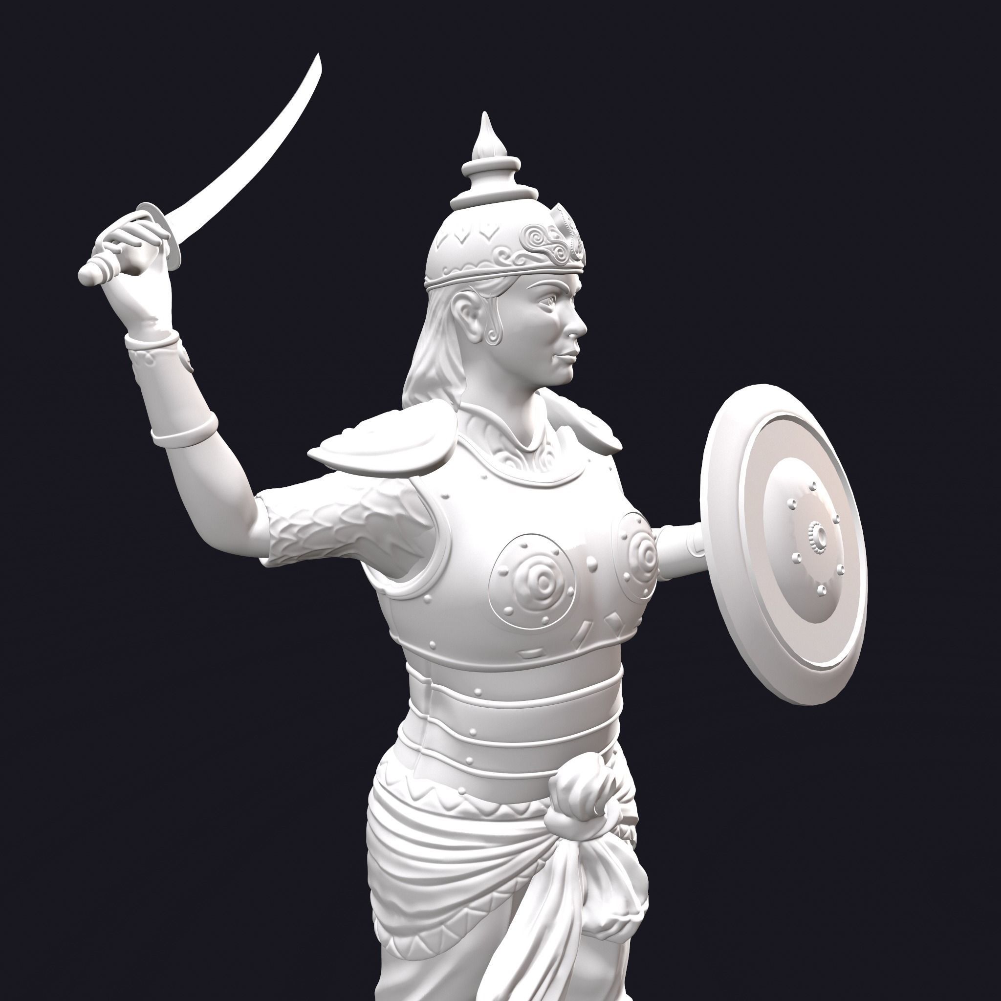 Rani Durgavati Statue 3D Print Sculpture 3D print model_6