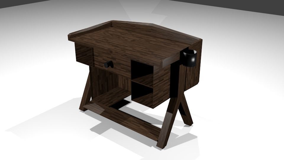 Working Table Low-poly 3D model_3