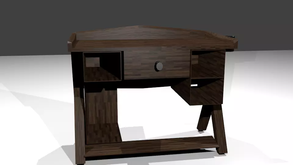 Working Table Low-poly 3D model_0