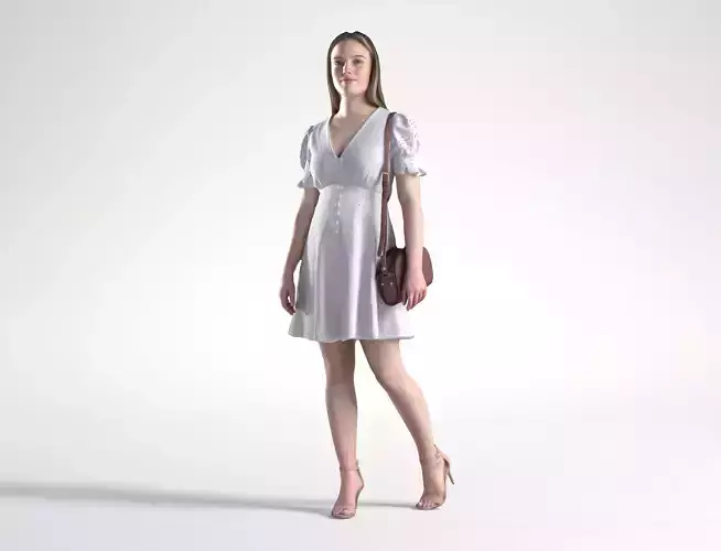 Woman Summer Dress Walking Low poly Zoe 1600 3D model